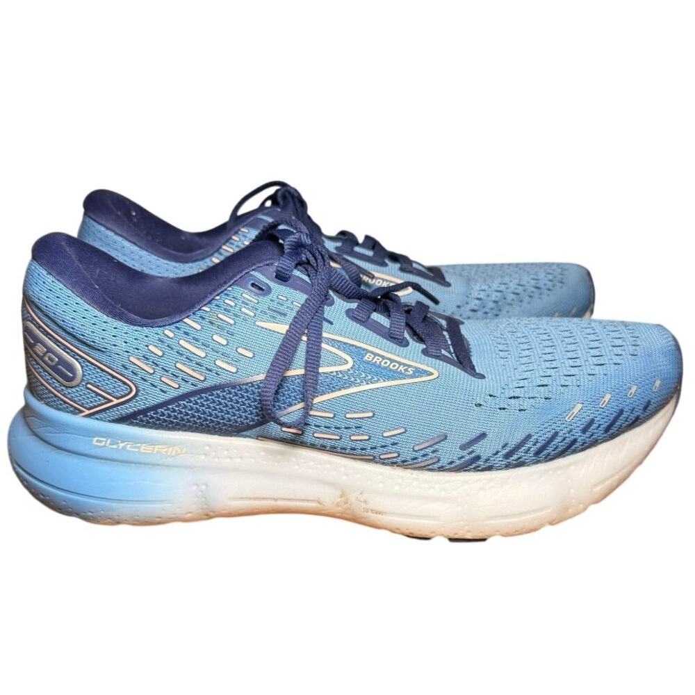 Brooks Glycerin 20 Women's Running Shoes Size 9 B Blissful Blue Peach White